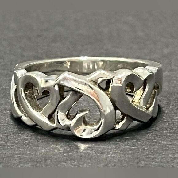 Tiffany & Co Paloma Picasso Triple Loving Heart Ring - Silver - Sz 5.5 - RETIRED - Picture 12 of 16